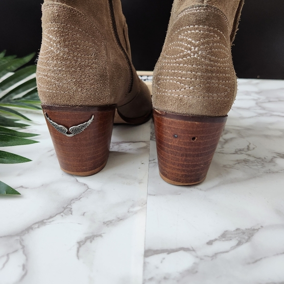 Zadig & Voltaire Molly Suede Western Style Booties - Picture 6 of 7